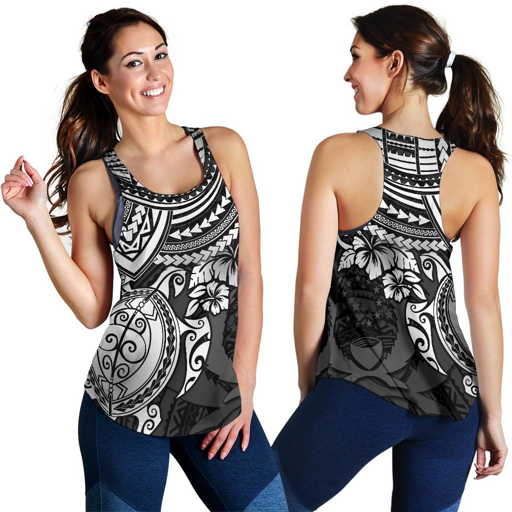 Pohnpei Polynesian Racerback Tank (Women) - Polynesian White Turtle - Polynesian Pride