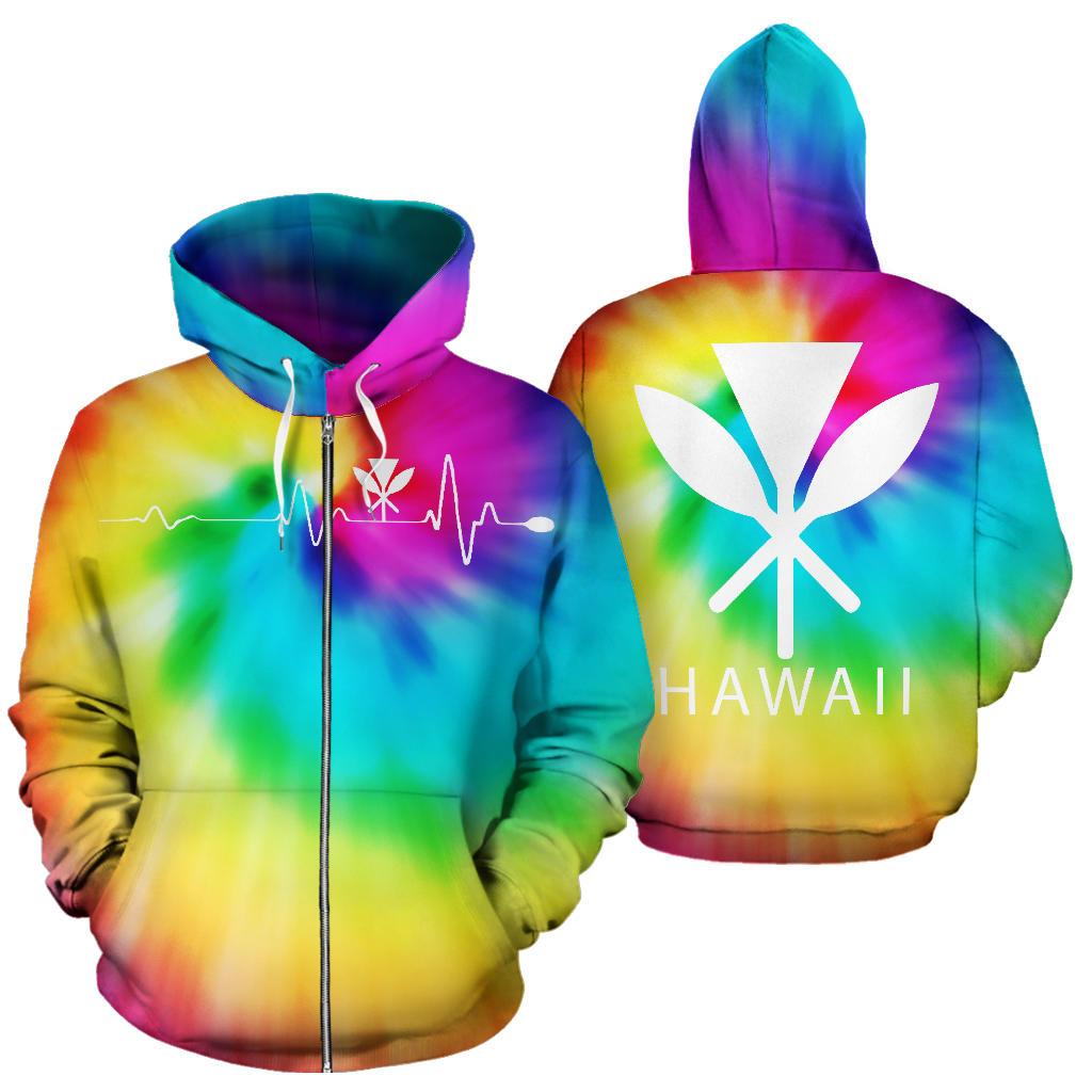 Hawaiian Kanaka Hoodie (Zipper) Tie Dye Unisex Yellow - Polynesian Pride