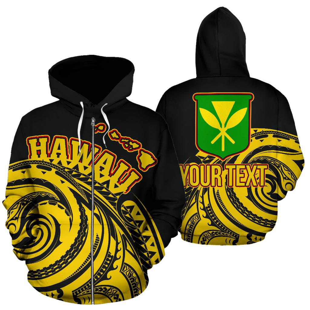 Hawaii Kanaka Maoli Zipper Custom Hoodie Tatau Style Unisex Black - Polynesian Pride