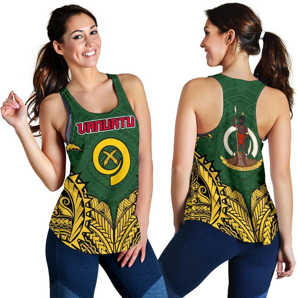 Vanuatu Premium Racerback Tank A7 Green and Yellow - Polynesian Pride