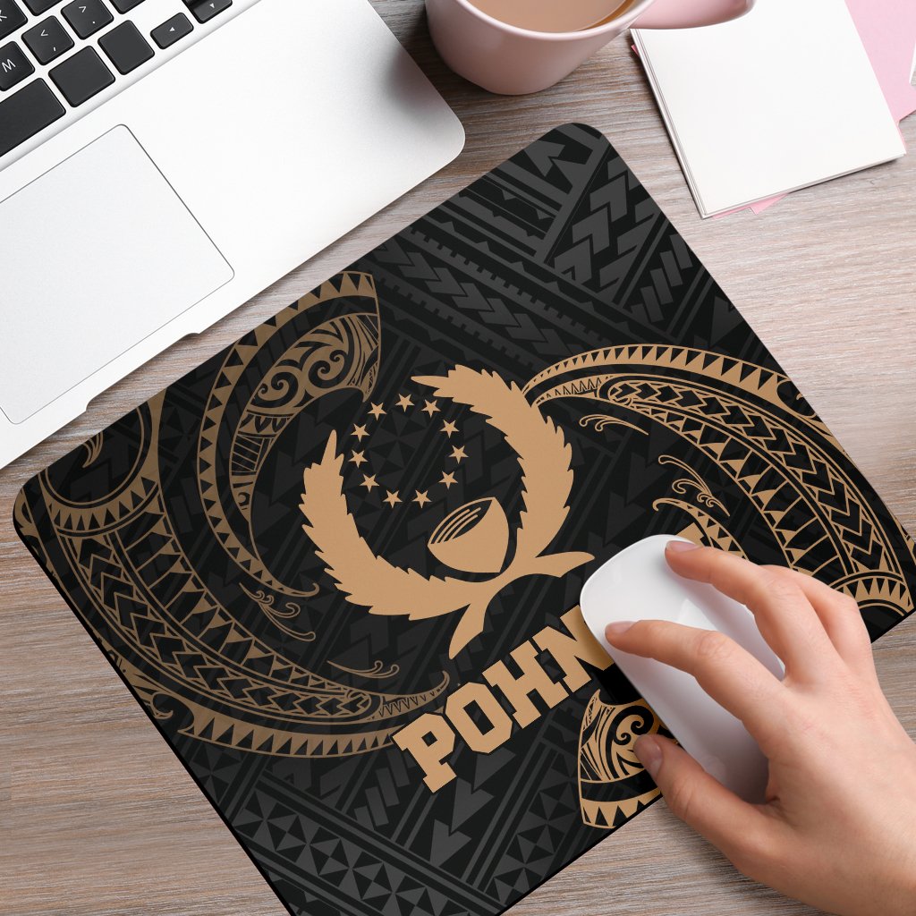 Pohnpei Micronesia Mouse Pad - Gold Tribal Wave - Polynesian Pride
