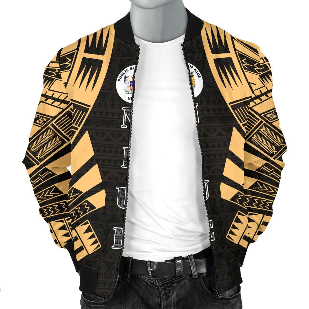 Niue Men Bomber Jackets - Polynesian Tattoo Gold - Polynesian Pride