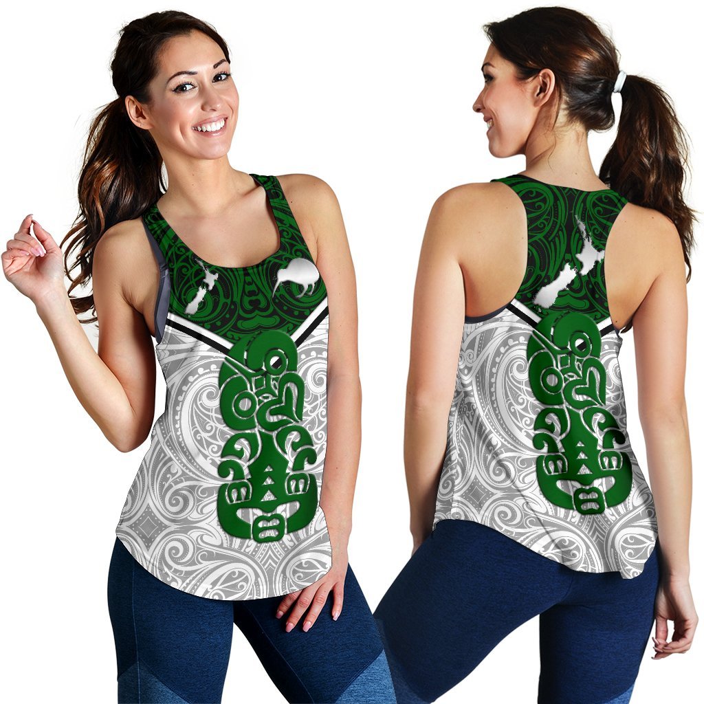 New Zealand Maori Rugby Women Racerback Tank Pride Version - White White - Polynesian Pride