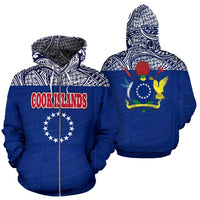 Cook Islands All Over Zip up Hoodie Polynesian Version Unisex Blue - Polynesian Pride