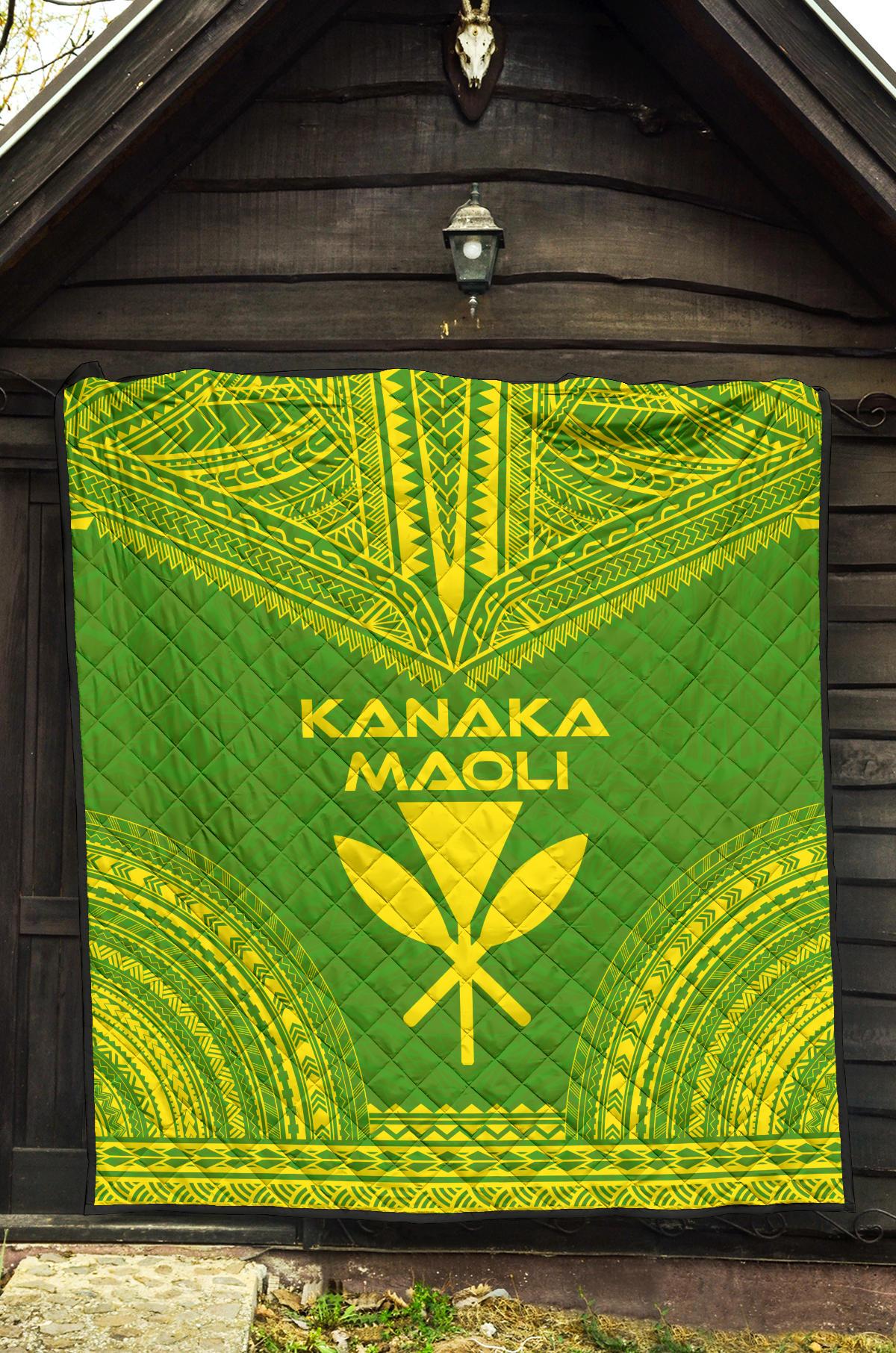 Hawaii Premium Quilt - Kanaka Maoli Polynesian Chief Green Version - Polynesian Pride