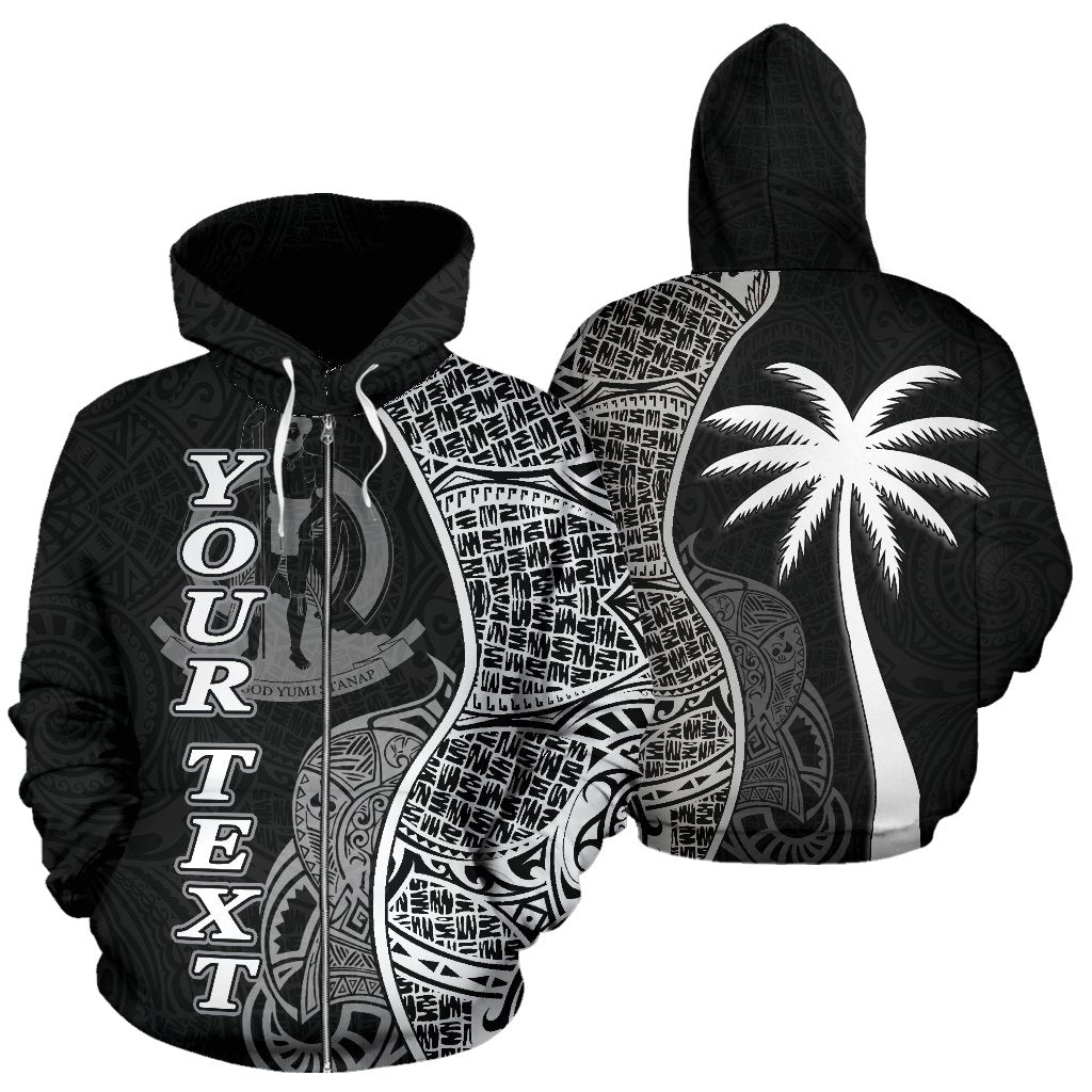 Vanuatu Polynesian Custom Zip up Hoodie Coconut Black Unisex Black - Polynesian Pride