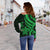 Hawaii Women Off Should Sweater - Green Tentacle Turtle - Polynesian Pride