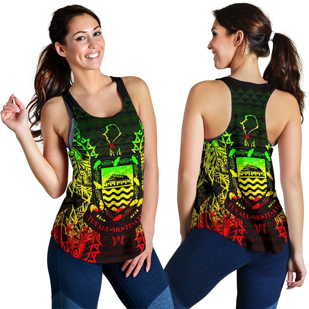 Tuvalu Polynesian Women Tank Top Map Reggae - Polynesian Pride