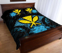 Kanaka Maoli (Hawaii) Polynesian Quilt Bed Set Hibiscus Blue - Polynesian Pride