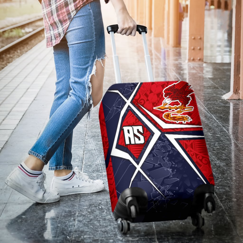 American Samoa Luggage Cover - AS Flag with Polynesian Patterns - Polynesian Pride