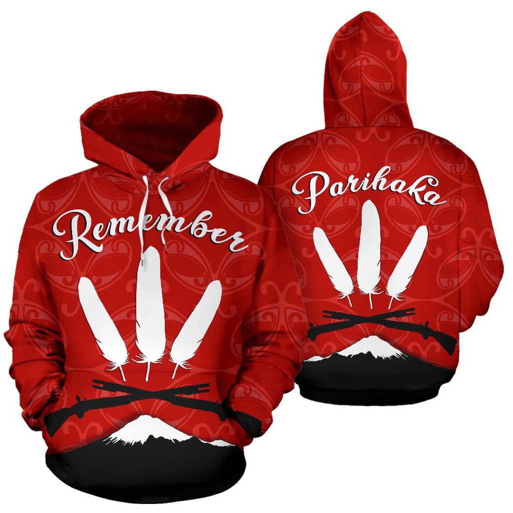 New Zealand Maori Remember Parihaka Hoodie Unisex Red - Polynesian Pride