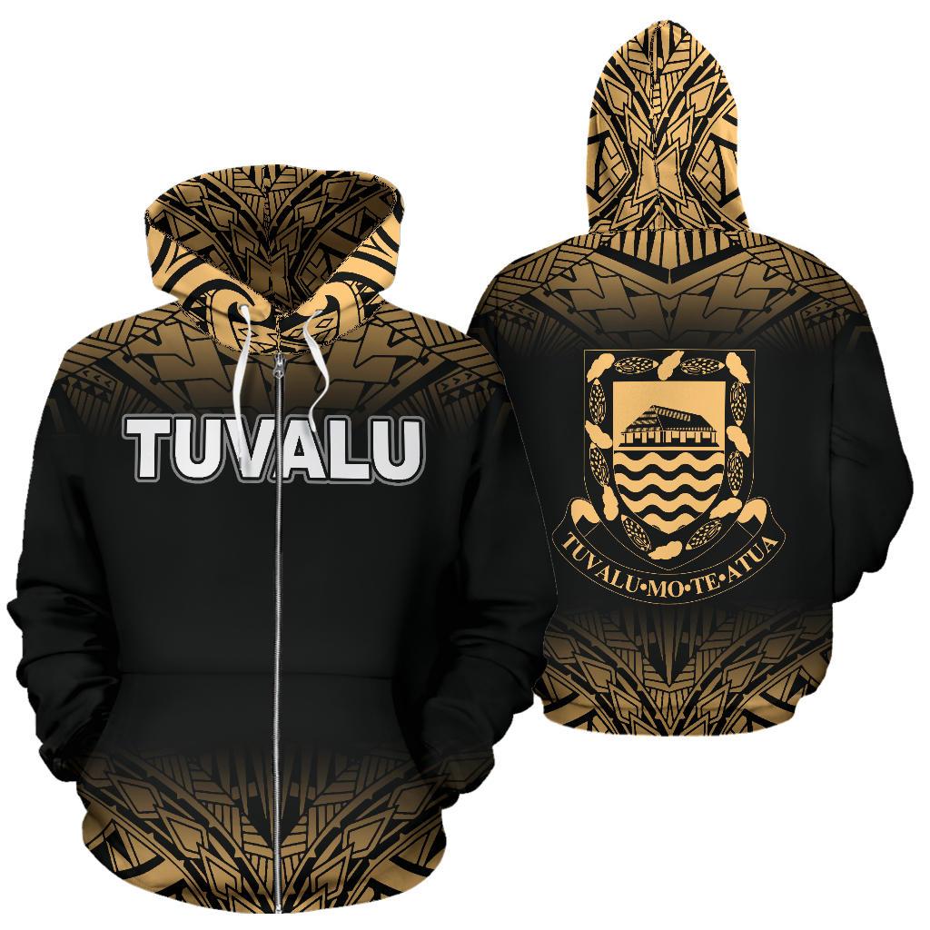 Tuvalu Polynesian Zip up Hoodie Fog Gold Unisex Gold - Polynesian Pride