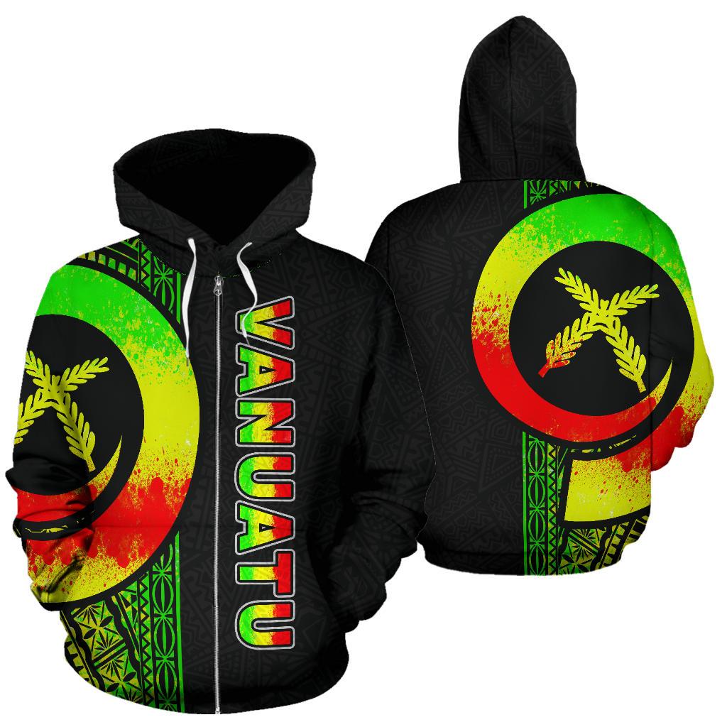 Vanuatu Polynesian Zip up Hoodie Reggae Line Unisex Reggae - Polynesian Pride