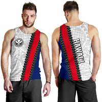 Hawaii Kakau Flag Polynesian Men's Tank Top White - Polynesian Pride