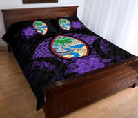 Guam Polynesian Quilt Bed Set Hibiscus Purple - Polynesian Pride