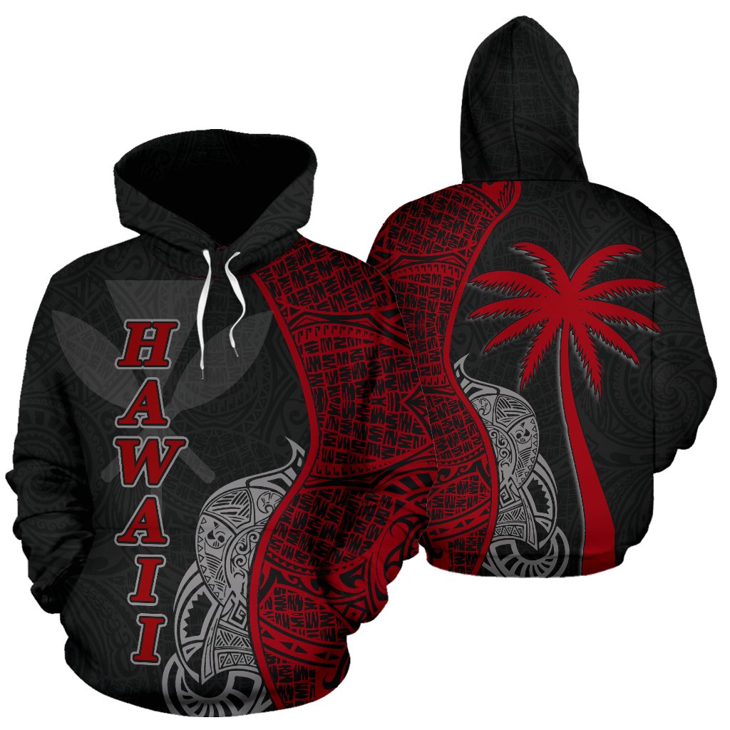 Polynesian Hawaii Hoodie Coconut Tree Red Unisex Red - Polynesian Pride