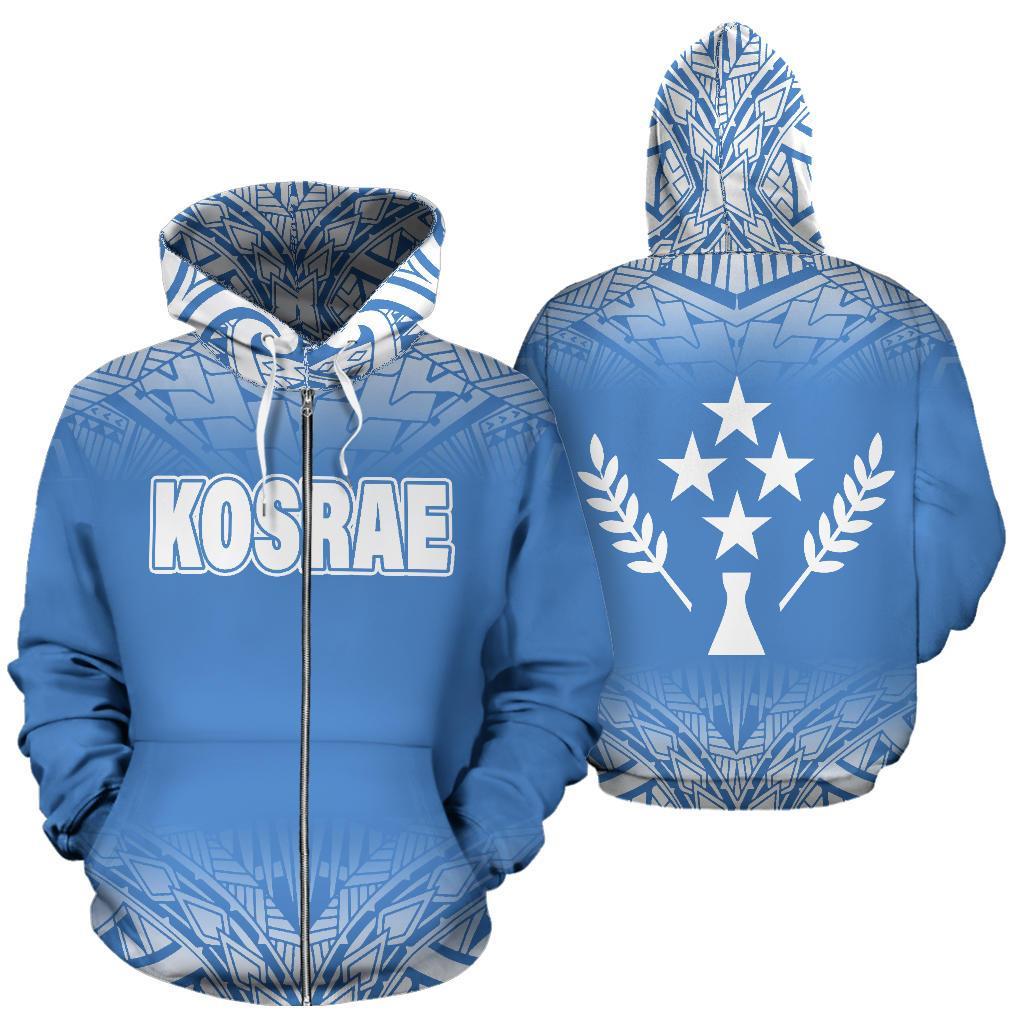 Kosrae All Over Zip up Hoodie Blue Fog Style Unisex Blue - Polynesian Pride