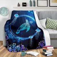 Hawaii Tutle Jellyfish Coral Galaxy Premium Blanket - Polynesian Pride
