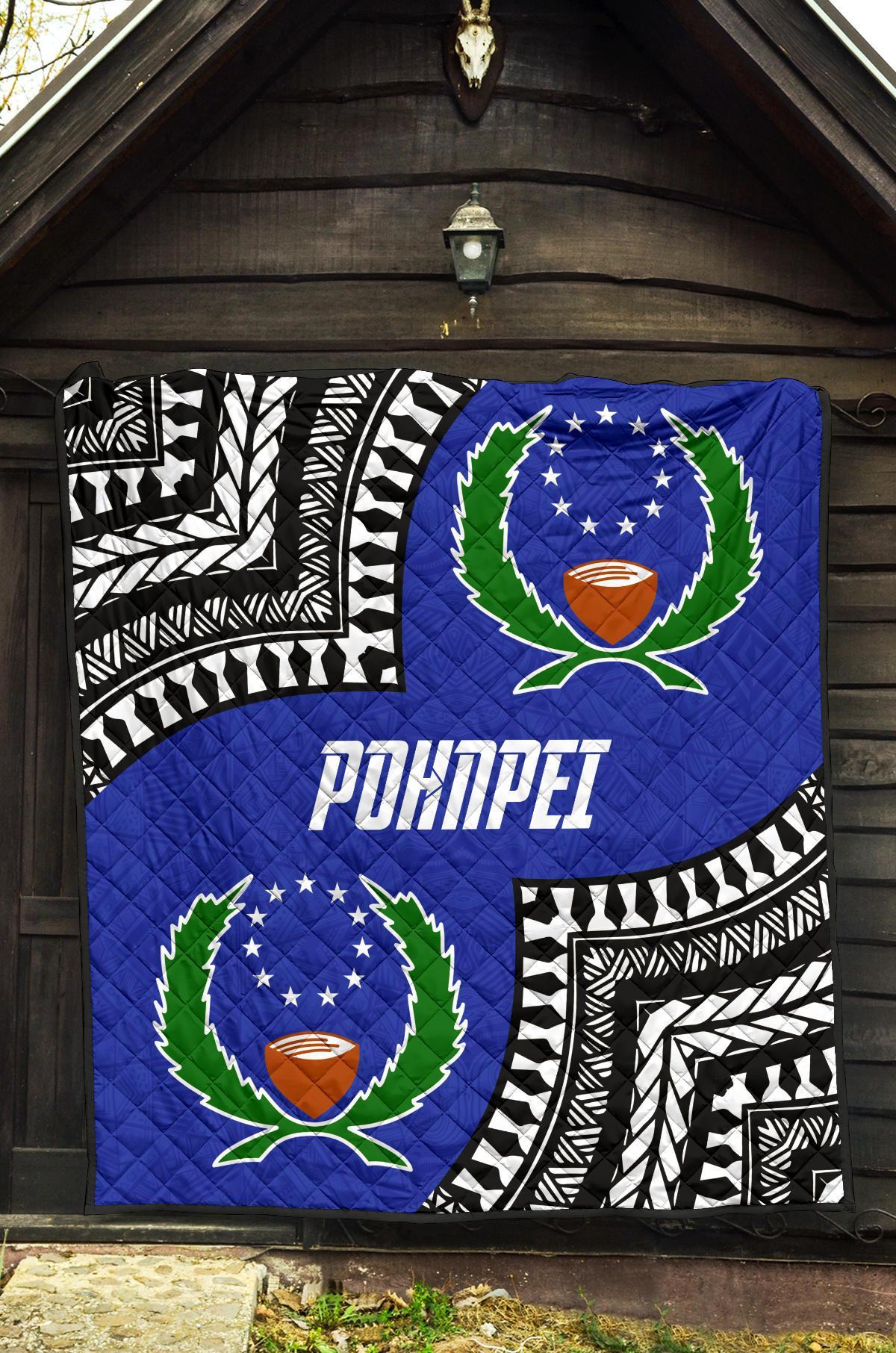 Pohnpei Premium Quilt - Pohnpei Flag Micronesian Pattern - Polynesian Pride