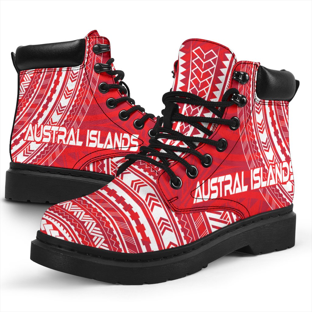 Austral Islands Leather Boots - Polynesian Flag Chief Version - Polynesian Pride