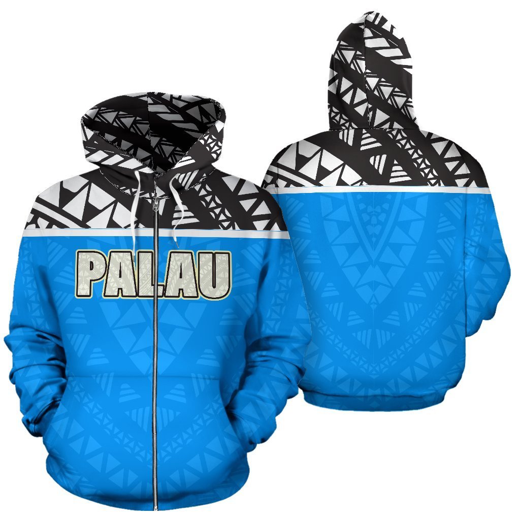 Palau All Over Zip up Hoodie Polynesian Hoodie Style Unisex White - Polynesian Pride