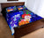 Custom Personalised Samoa Quilt Bed Set - Humpback Whale with Tropical Flowers (Blue) - Polynesian Pride