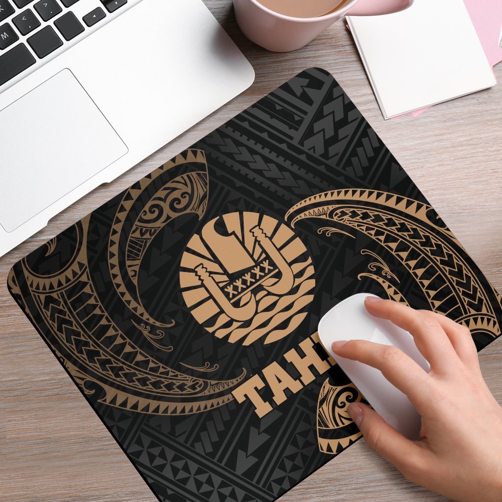 Tahiti Polynesian Mouse Pad - Gold Tribal Wave - Polynesian Pride