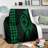Hawaii Kakau Makau Fish Hook Polynesian Premium Blanket - Green - Polynesian Pride