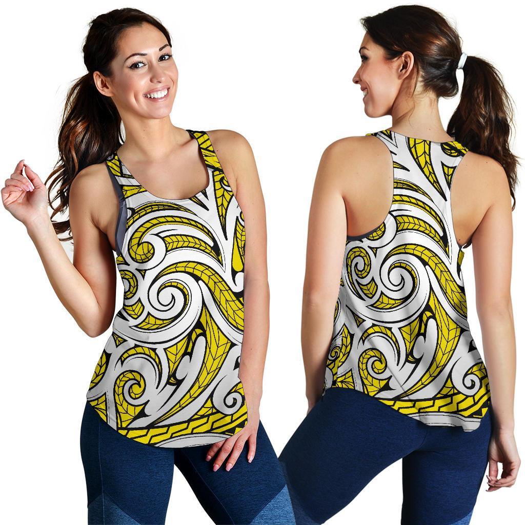 Polynesian Maori Ethnic Ornament Yellow Women's Racerback Tank Top - Polynesian Pride
