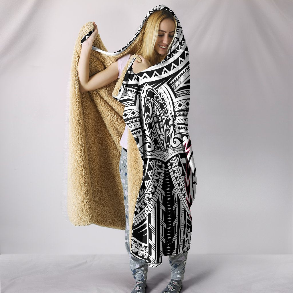 Samoa Hooded Blanket - Coat Of Arm (White) - Polynesian Pride