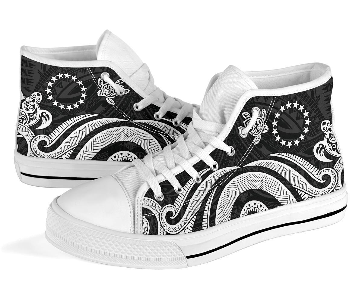 Cook Islands High Top Canvas Shoe - White Tentacle Turtle - Polynesian Pride