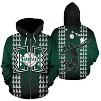 Polynesian Hawaii Zip up Hoodie Volleyball Hawaiian Pattern Unisex Black - Polynesian Pride