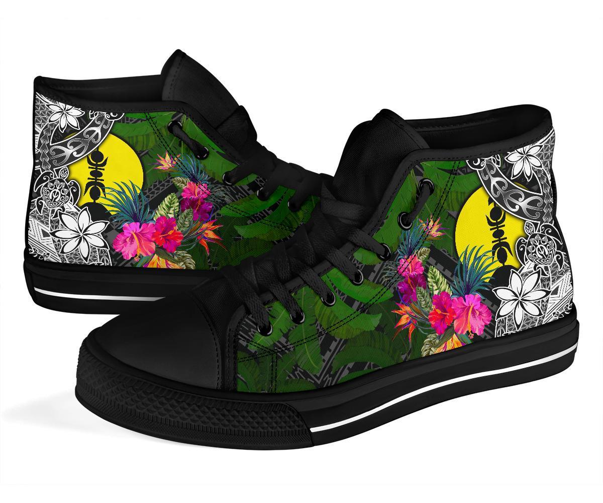 New Caledonia High Top Shoes - Turtle Plumeria Banana Leaf - Polynesian Pride