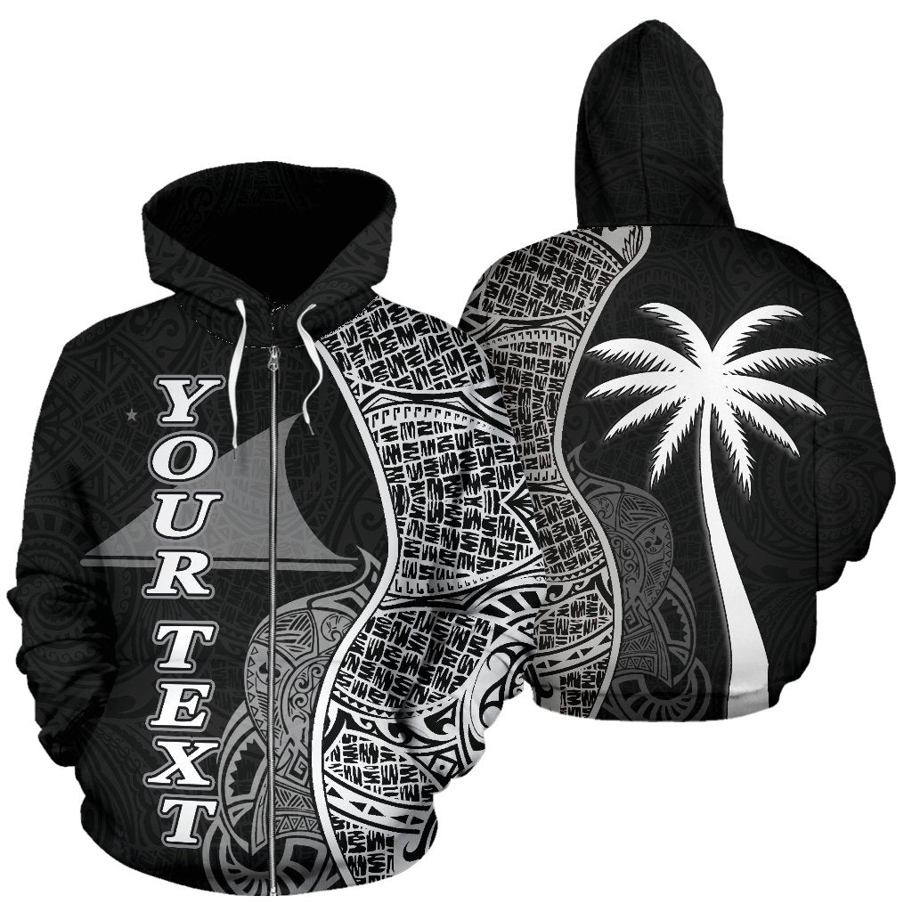 Tokelau Polynesian Custom Zip up Hoodie Coconut Black Unisex Black - Polynesian Pride