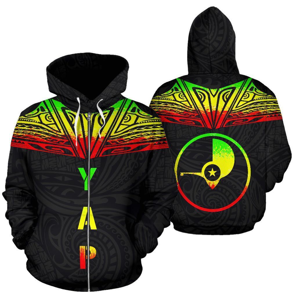 Yap All Over Zip up Hoodie Reggae Neck Style Unisex Mix - Polynesian Pride