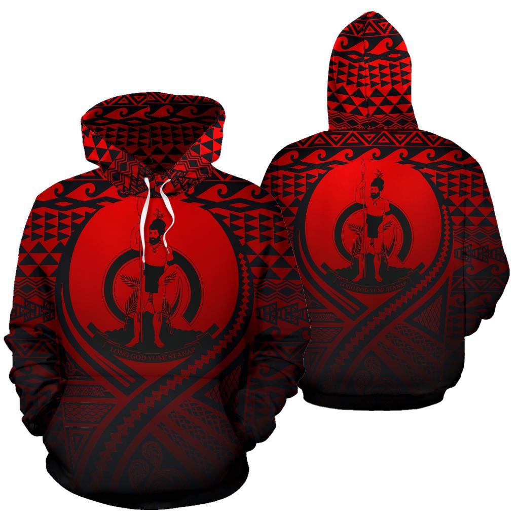 Vanuatu All Over Hoodie Lift up Red Unisex Red - Polynesian Pride