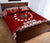 Cook Islands Quilt Bed Set - Cook Islands Flag Coat Of Arms Polynesian Tattoo Red Fog Style - Polynesian Pride