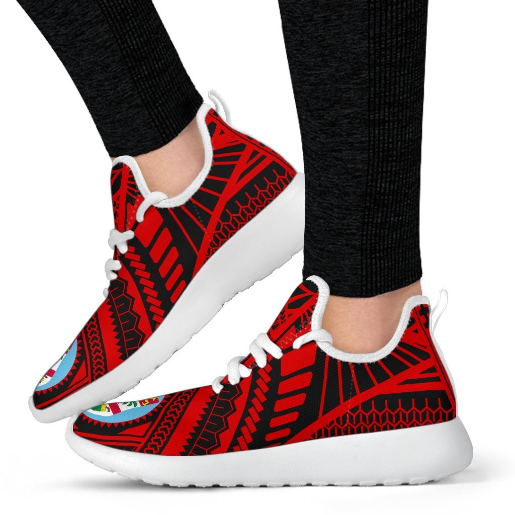 Fiji Polynesian Tattoo Mesh Knit Sneakers Red - Polynesian Pride