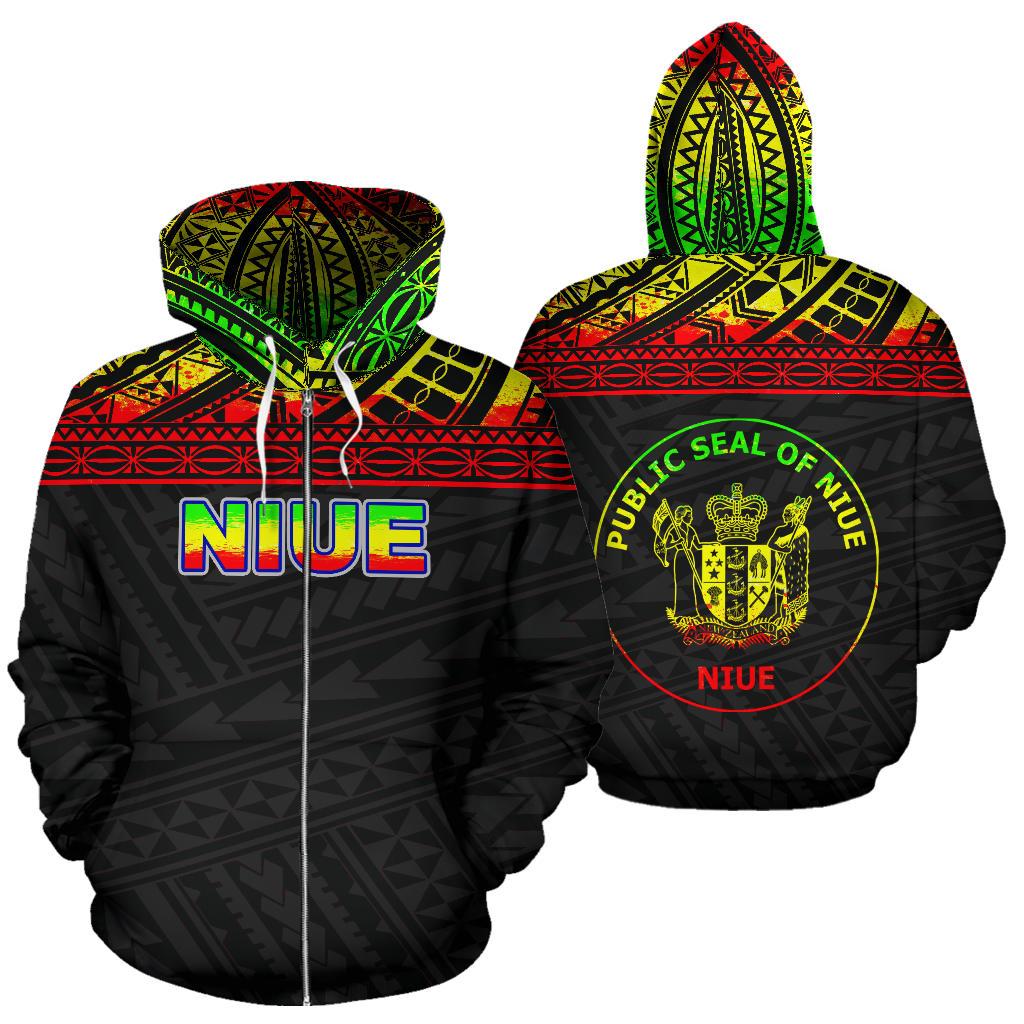 Niue Polynesian Zip up Hoodie Horizontal Reggae Unisex Reggae - Polynesian Pride