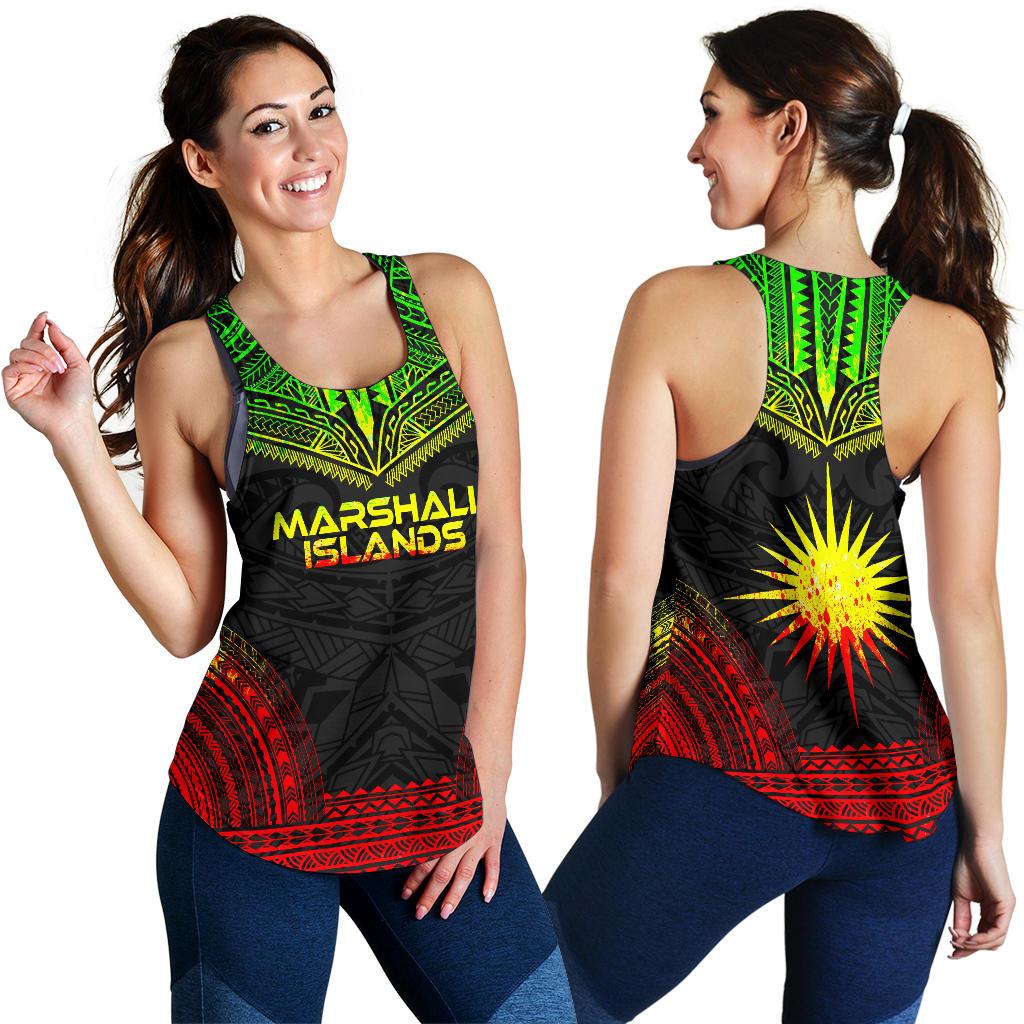 Marshall Islands Women's Racerback Tank - Polynesian Chief Reggae Version - Polynesian Pride