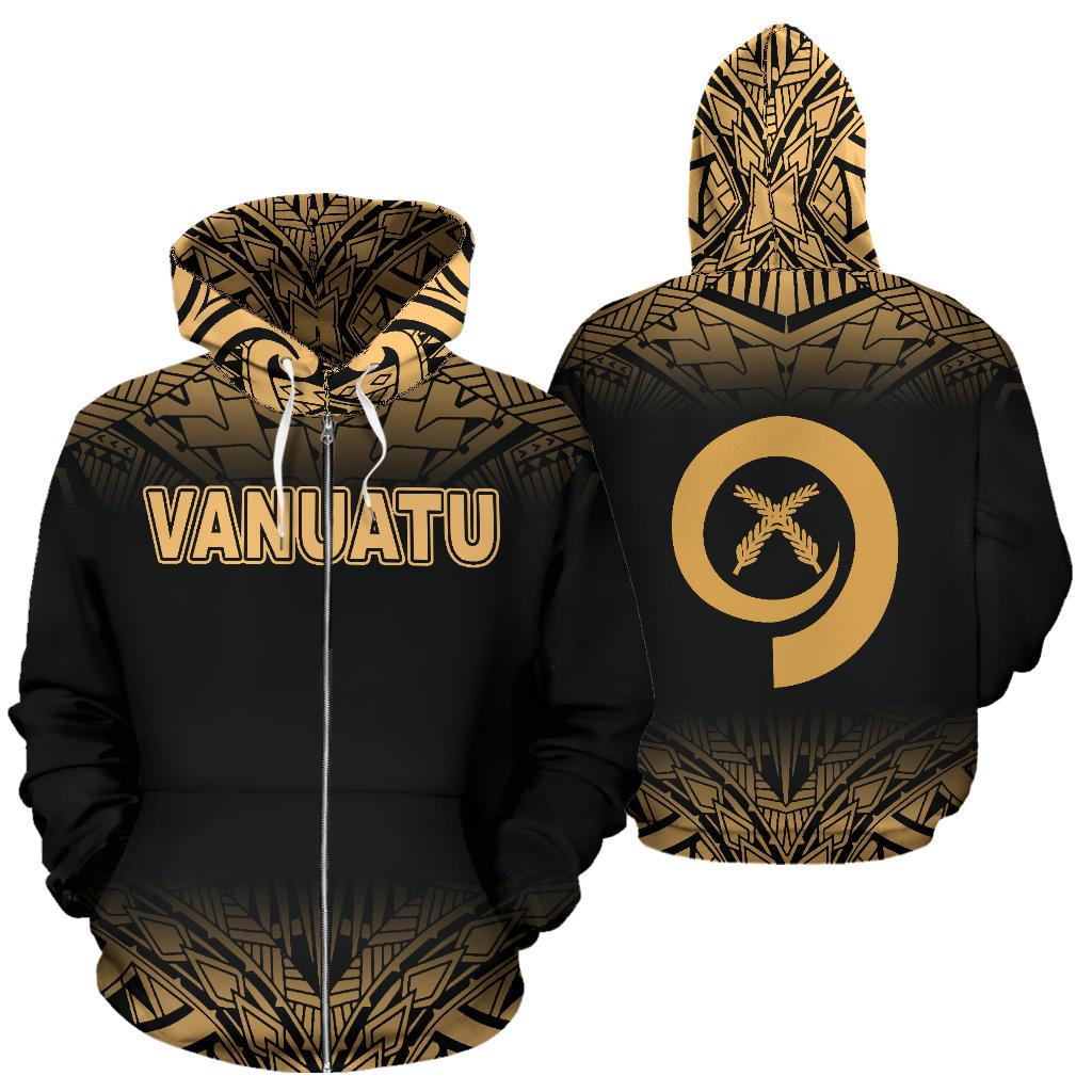 Vanuatu Polynesian Zip up Hoodie Gold Fog Unisex Gold - Polynesian Pride