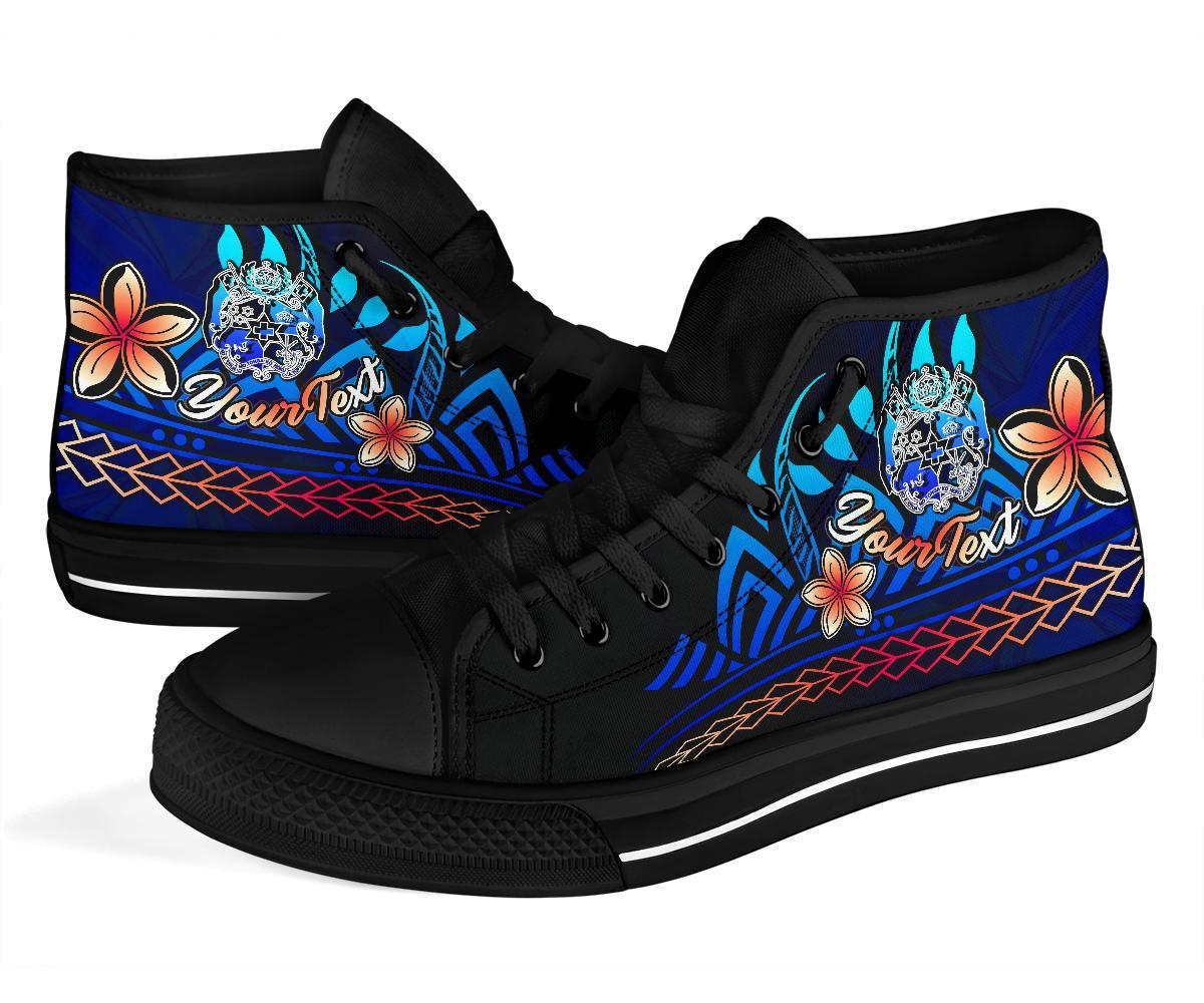 Tonga Custom Personalised High Top Shoes Blue - Vintage Tribal Mountain - Polynesian Pride