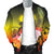 Marshall Islands Men's Bomber Jacket - Humpback Whale with Tropical Flowers (Yellow) - Polynesian Pride