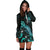 Niue Polynesian Hoodie Dress - Turtle With Blooming Hibiscus Turquoise - Polynesian Pride