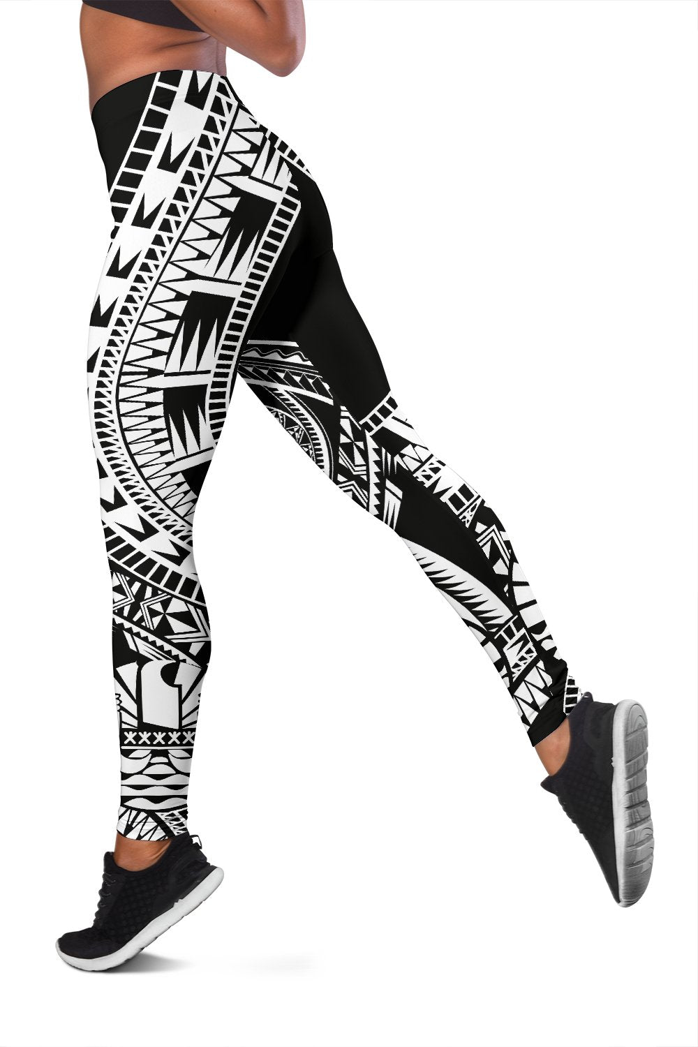Tahiti Women Leggings Polynesian Pattern Black - Polynesian Pride