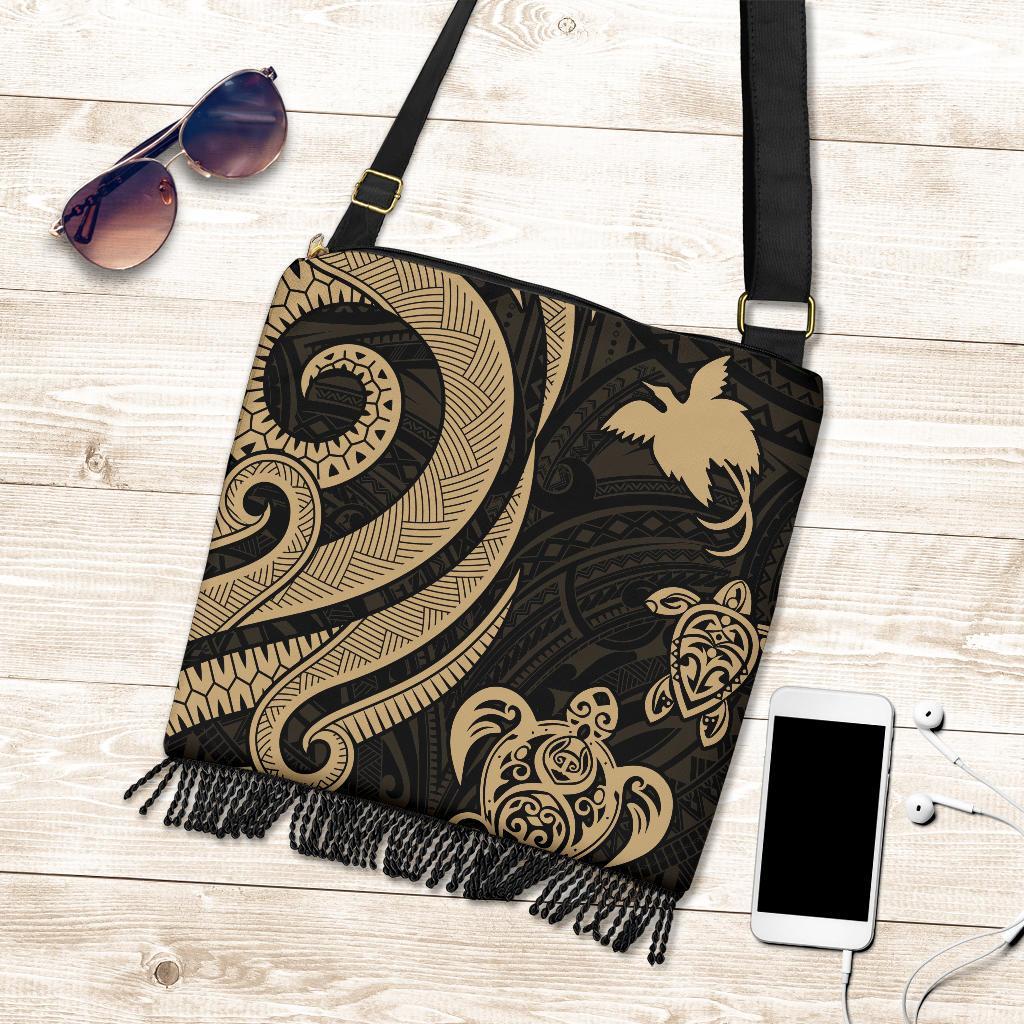 Papua New Guinea Boho Handbag - Gold Tentacle Turtle - Polynesian Pride