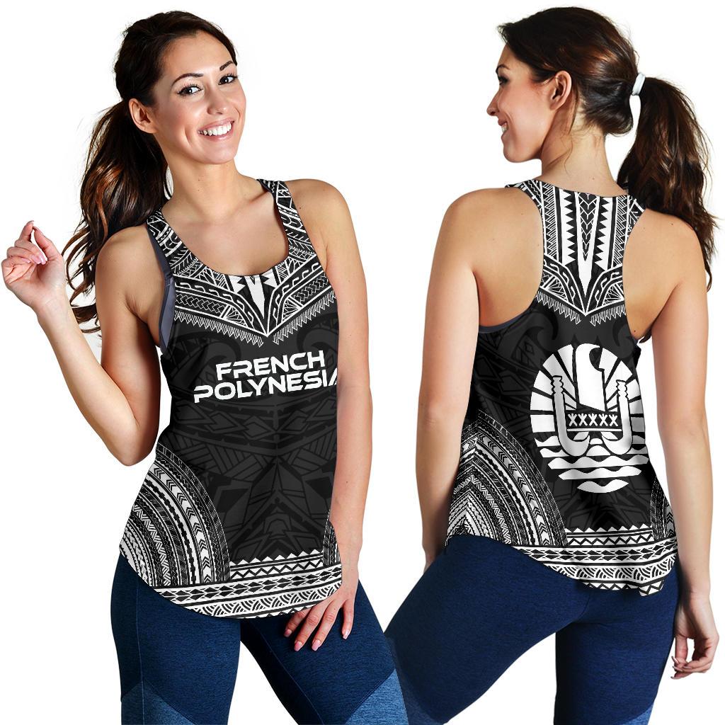 French Polynesia Women's Racerback Tank - Polynesian Chief Black Version - Polynesian Pride