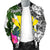 Hawaii Men's Bomber Jacket White - Turtle Plumeria Banana Leaf - Polynesian Pride