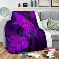 Hawaii Whale Swim Poly Purple Premium Blanket - Polynesian Pride