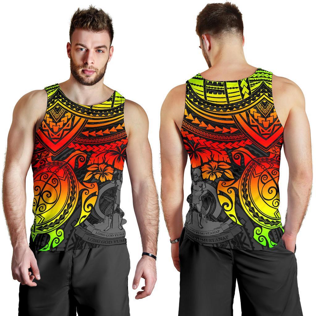 Vanuatu Polynesian Men's Tank Top - Reggae Turtle RED - Polynesian Pride